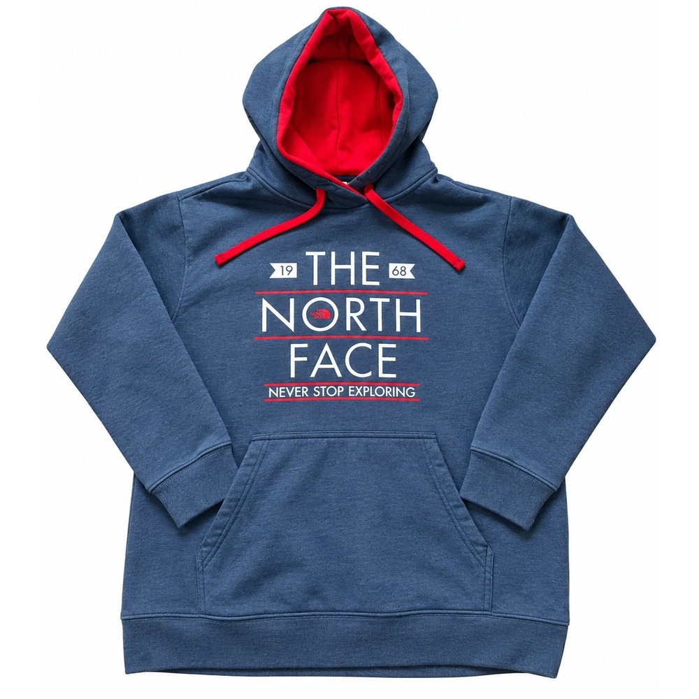 The North Face Men's Blue Red Graphic Pullover Hoodie